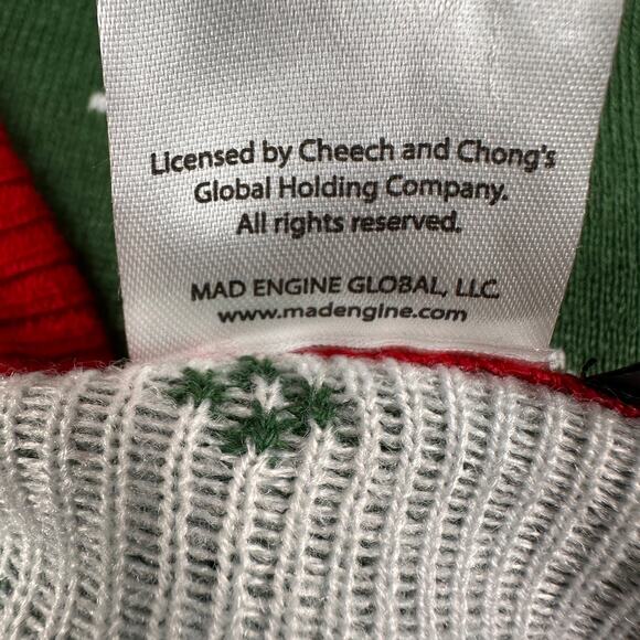 Cheech and Chong Sweater Mens Medium Green Red Holiday Ugly Christmas Festive - Picture 7 of 12